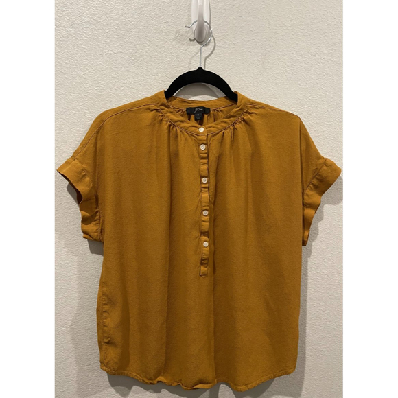 J.CREW Point Sur Drapey Popover Mustard Shirt - Picture 5 of 7